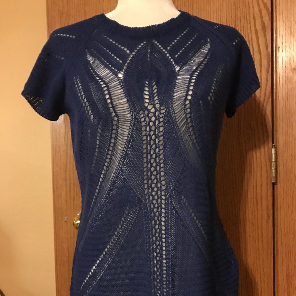 Ladies Blue Small open weave sweaters NWT